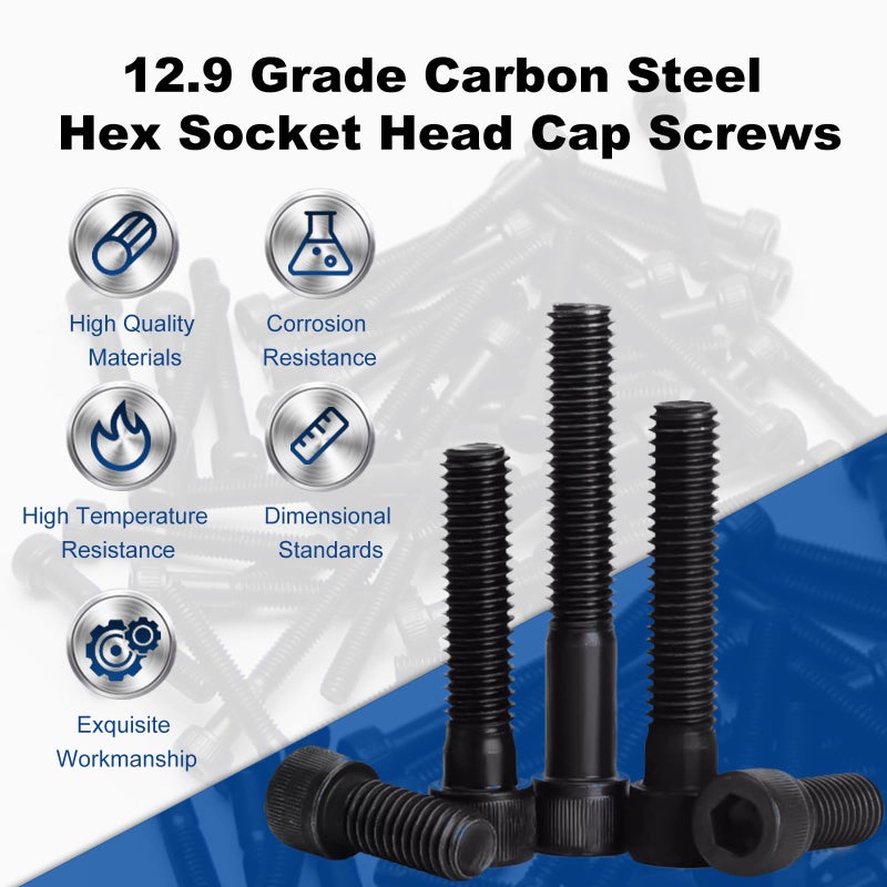 MroMax 50Pcs M3 x 30mm Socket Head Cap Screw Bolts, Grade 12.9 Alloy Steel, Black Oxide Finish, Metric Allen Hex Drive, Partially Thread, for Use in Various DIY Projects - Image 3